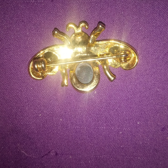 Genuine Hematite Bumble Bee Pin Brooch 1 3/8” Wide - Picture 2 of 7